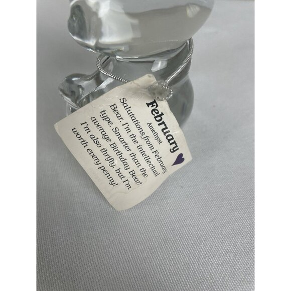Fenton Clear Glass Bear Figurine Purple Amethyst Heart February Birthstone - Picture 6 of 8